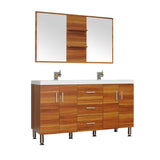 Ripley 56" Double Modern Bathroom Vanity Wavy Sink in Cherry without Mirror