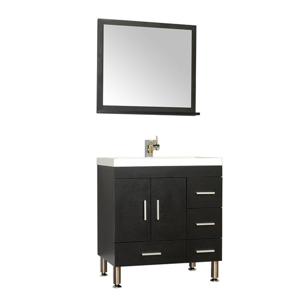 Ripley 30" Single Modern Bathroom Vanity Set Black with Mirror