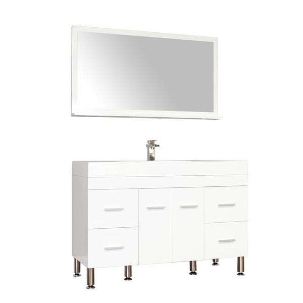 Ripley 47" Single Modern Bathroom Vanity Set in White with Mirror
