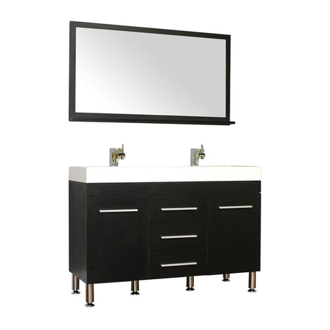 Ripley 48" Double Modern Bathroom Vanity Set in Black with Mirror