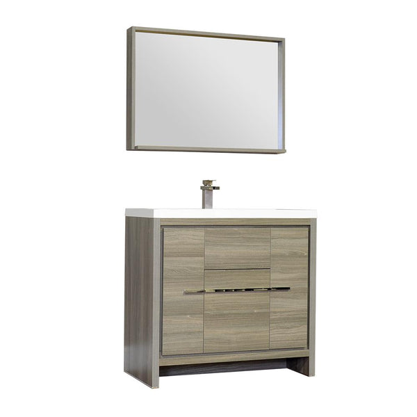 Ripley 36" Single Modern Bathroom Vanity Set Gray with Mirror
