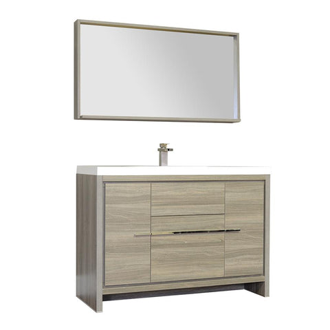 Ripley 48" Single Modern Bathroom Vanity Set in Gray with Mirror