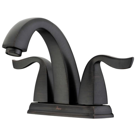 Dawn? 2-hole, 2-handle centerset lavatory faucet for 4" centers, Dark Brown Finished (Standard pull-up drain with lift rod D90 0010DBR included)