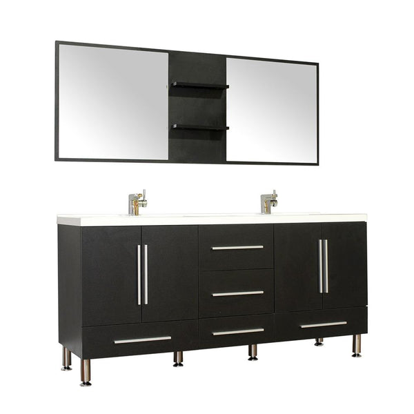 Ripley 67" Double Modern Bathroom Vanity Set in Black with Mirror