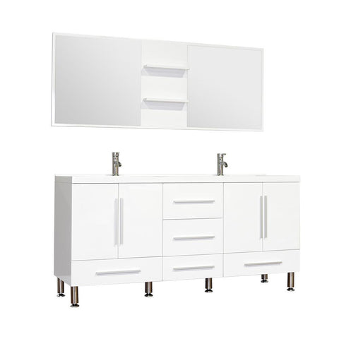 Ripley 67" Double Modern Bathroom Vanity in White without Mirror