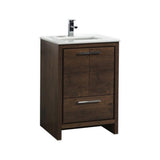 KubeBath Dolce 24? Rose Wood Modern Bathroom Vanity with White Quartz Counter-Top