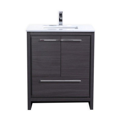 KubeBath Dolce 30? Gray Oak Modern Bathroom Vanity with White Quartz Counter-Top
