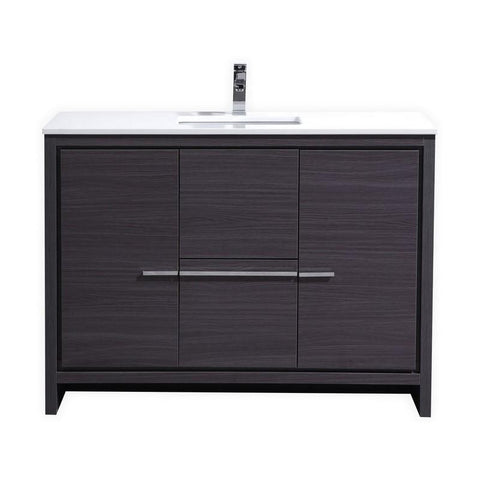 KubeBath Dolce 48? Gray Oak Modern Bathroom Vanity with White Quartz Counter-Top