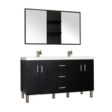 Ripley 56" Double Modern Bathroom Vanity Wavy Sink in Black without Mirror