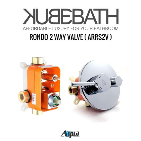 Aqua Rondo by KubeBath 2-Way Rough-In Shower Valve With Cover Plate, Handle and Diverter