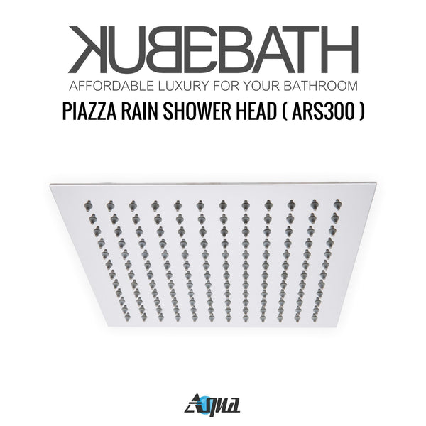  Aqua Piazza by KubeBath 12" Super Slim Square Rain Shower Head