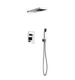 Aqua DUO Brass Shower Set with Square Rain Shower and Waterfall and Handheld