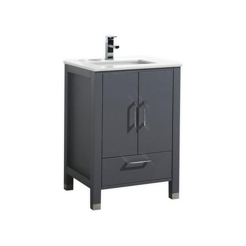 Anziano 24"  Matt Gray Vanity with White Quartz Counter-Top