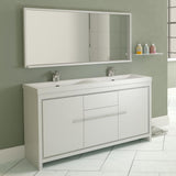 Ripley 57" Double Modern Bathroom Vanity Set in White with Mirror