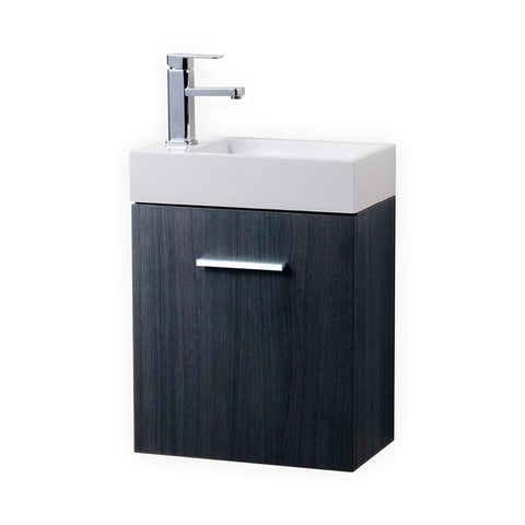 Bliss 18" High Gloss Gray Oak Wall Mount Modern Bathroom Vanity