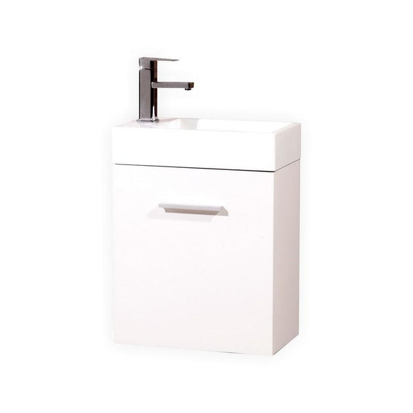 Bliss 18" High Gloss White Wall Mount Modern Bathroom Vanity