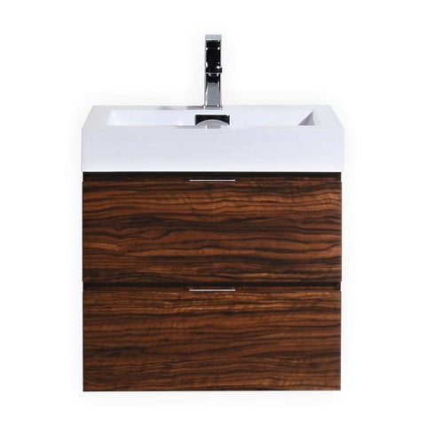 Bliss 24" Walnut Wall Mount Modern Bathroom Vanity