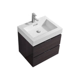 Bliss 24" High Gloss Gray Oak Wall Mount Modern Bathroom Vanity