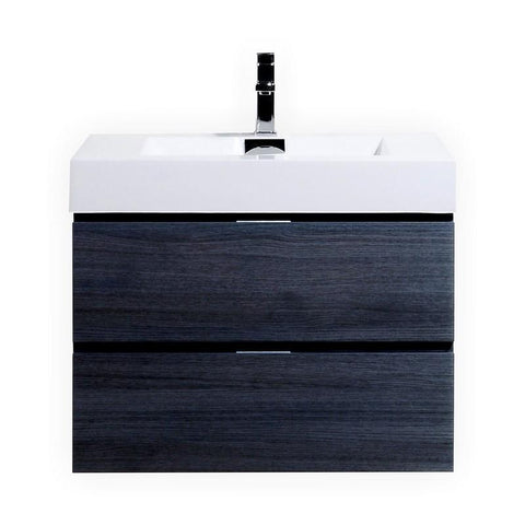 Bliss 36" High Gloss Gray Oak Wall Mount Modern Bathroom Vanity