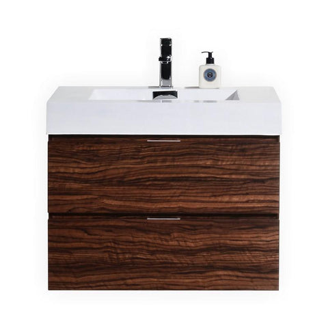 Bliss 36" Walnut Wall Mount Modern Bathroom Vanity