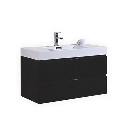 Bliss 40" Black Wall Mount Modern Bathroom Vanity
