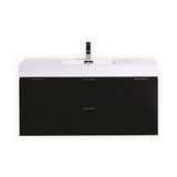 Bliss 48" Black Wall Mount Modern Bathroom Vanity