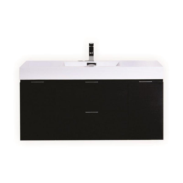 Bliss 48" Black Wall Mount Modern Bathroom Vanity