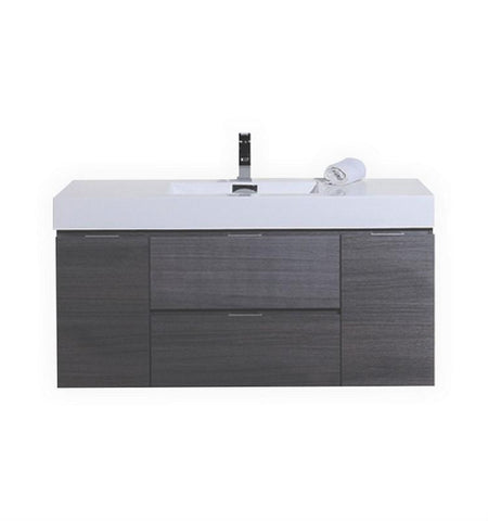 Bliss 48" Gray Oak Wall Mount Modern Bathroom Vanity