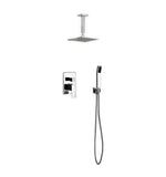 Aqua Piazza Brass Shower Set with 8" Ceiling Mount Square Rain Shower and Handheld