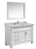 Hudson 48" Single Sink Vanity Set in White with White Carrara Marble Countertop