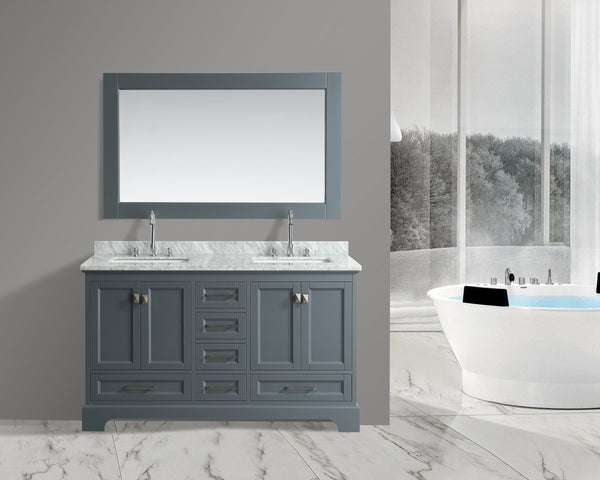 Omega 61" Double Sink Vanity in Gray