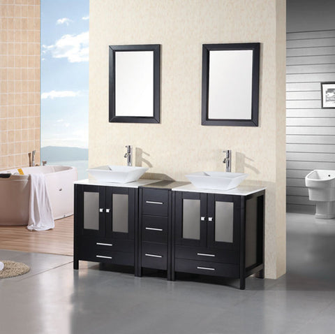 Arlington 61" Double Sink Vanity Set in Espresso