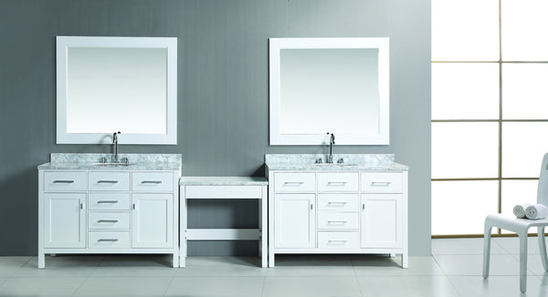 Two London 48" Single Sink Van Set in White Finish w/ One Make-up table in White