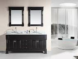 Marcos 72" Double Sink Vanity Set w/ Carrara White Marble Countertop in Espresso