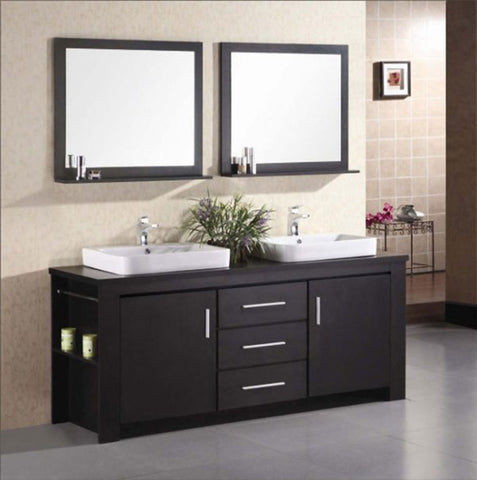 Washington 72" Double Sink Vanity Set in Espresso