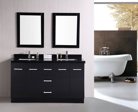 Cosmo 60" Double Sink Vanity Set in Espresso