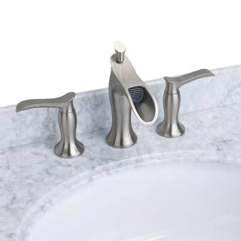 EVIVA Swan? Luxury Water-fall Widespread Three-Hole (2 Handles) Bathroom Sink Faucet (Brushed Nickel) 