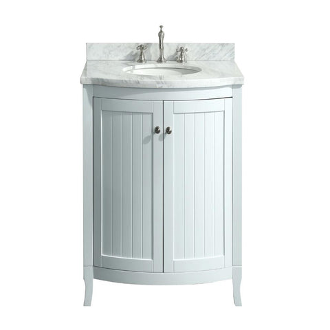 Eviva Odessa Zinx+? 24? White Bathroom Vanity with White Carrera Marble Counter-top and Porcelain Sink