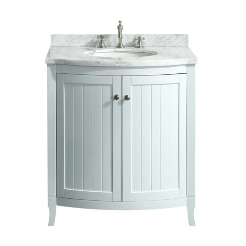 Eviva Odessa Zinx+? 30? White Bathroom Vanity with White Carrera Marble Counter-top and Porcelain Sink