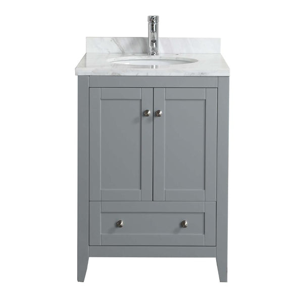Eviva Lime? 24" Bathroom Vanity Chilled Grey with White Marble Carrera Top