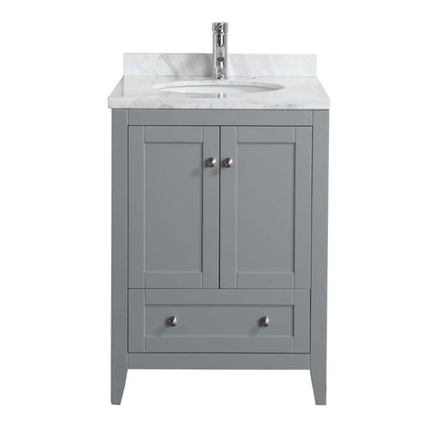 Eviva Lime? 24" Bathroom Vanity Chilled Grey with White Marble Carrera Top