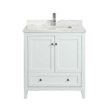 Eviva Lime? 30" Bathroom Vanity White with White Marble Carrera Top