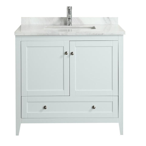 Eviva Lime? 36" Bathroom Vanity White with White Marble Carrera Top