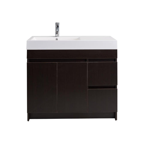 Eviva Beach? 39" Wenge(Dark Brown) Modern Bathroom Vanity Set with Integrated White Acrylic Sink