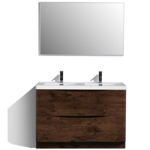 Eviva Smile? 48" Rosewood Modern Bathroom Vanity Set with Integrated White Acrylic Double Sink