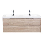 Eviva Smile? 48" White Oak Modern Bathroom Vanity Set with Integrated White Acrylic Double Sink Wall Mount