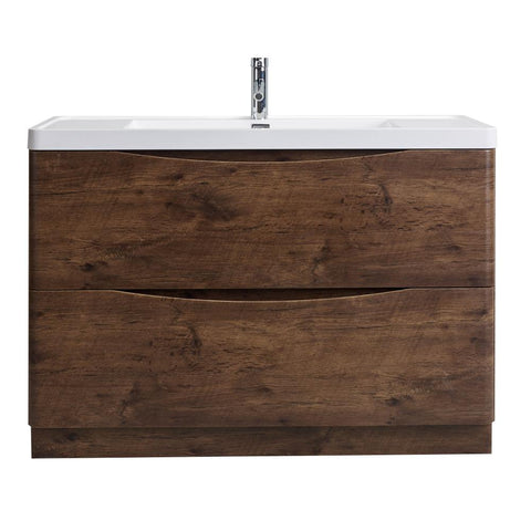 Eviva Smile? 48" Rosewood Modern Single Bathroom Vanity Set with Integrated White Acrylic Sink