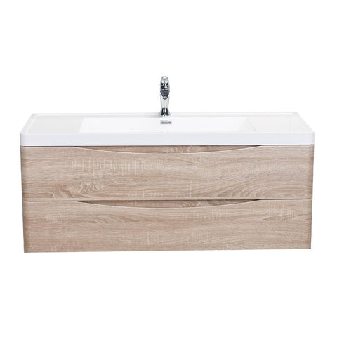 Eviva Smile? 48" White Oak Modern Bathroom Vanity Set with Integrated White Acrylic Single Sink Wall Mount