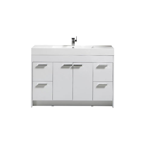 Eviva Lugano 48" White Modern Bathroom Vanity with White Integrated Acrylic Sink 