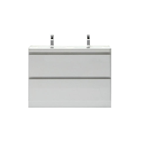 Eviva Glazzy? 48" White Modern Bathroom Vanity with White Acrylic Double Sink  